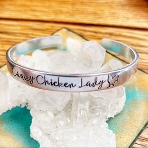 🆕 Crazy Chicken Lady Handstamped Cuff Bracelet